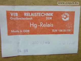 VEB RELAISTECHNIK Hg-Relais