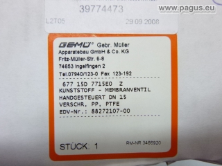 GEMÜ Kunststoff - Membranventil