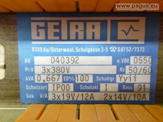 GETRA Trenntransformator