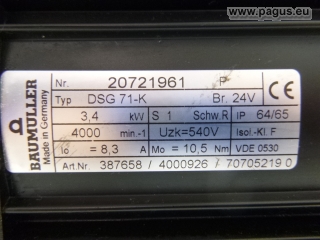BAUMÜLLER Servomotor mit Getriebe und Bremse