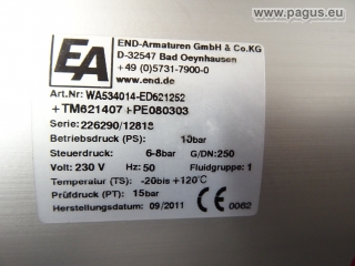 END-ARMATUREN Absperrklappe mit Schwenkantrieb