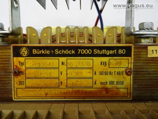 BÜRKLE+SCHÖCK transformer with rectifier