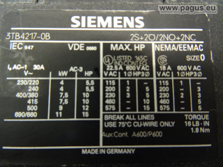 SIEMENS Leistungsschütz