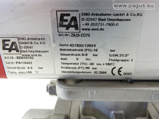 END-ARMATUREN Kugelhahn mit pneum. Ventilantrieb