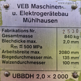 Biegemaschine VEB Mühlhausen