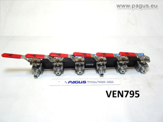 PAGUS Verteiler mit 6x Edelstahl-Kugelhahn