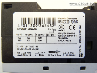 Motorschutzschalter 3RV1011-0GA10, 0,45 - 0,63 A
