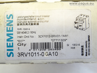 Motorschutzschalter 3RV1011-0GA10, 0,45 - 0,63 A