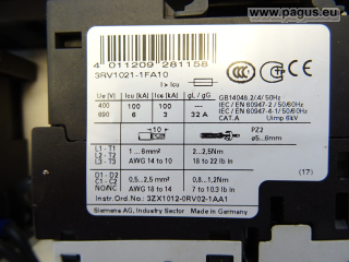 SIEMENS Motorschutzschalter mit OM-Adapter und Schütz