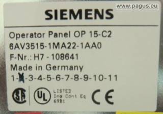 SIEMENS Operator Panel with compact control cabinet