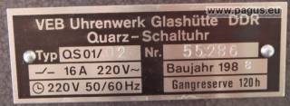 UHRENWERK GLASHÜTTE Schaltuhr