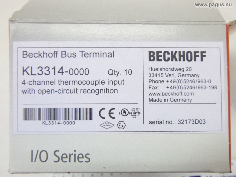 New In Box BECKHOFF KL3314 4-channel Thermocouple Input Terminal 
